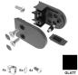 Preview: Edelstahl V2A Glashalter 63x45 mm SCHWARZ Set 4 Stück Sicherungsplatte black flach 42,4